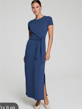 Spanx Airessentials Tie Waist Maxi Dress Navy Blue Women’s XS